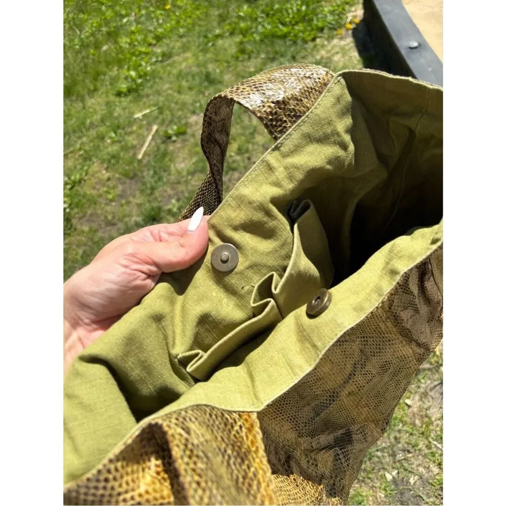 Beirn Jenna Tote Bag Genuine Watersnake Snakeskin Metallic Gold Large